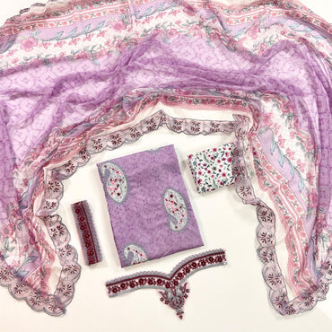 Maria B Digital Printed Lawn With Chiffon Dupatta 3PC
