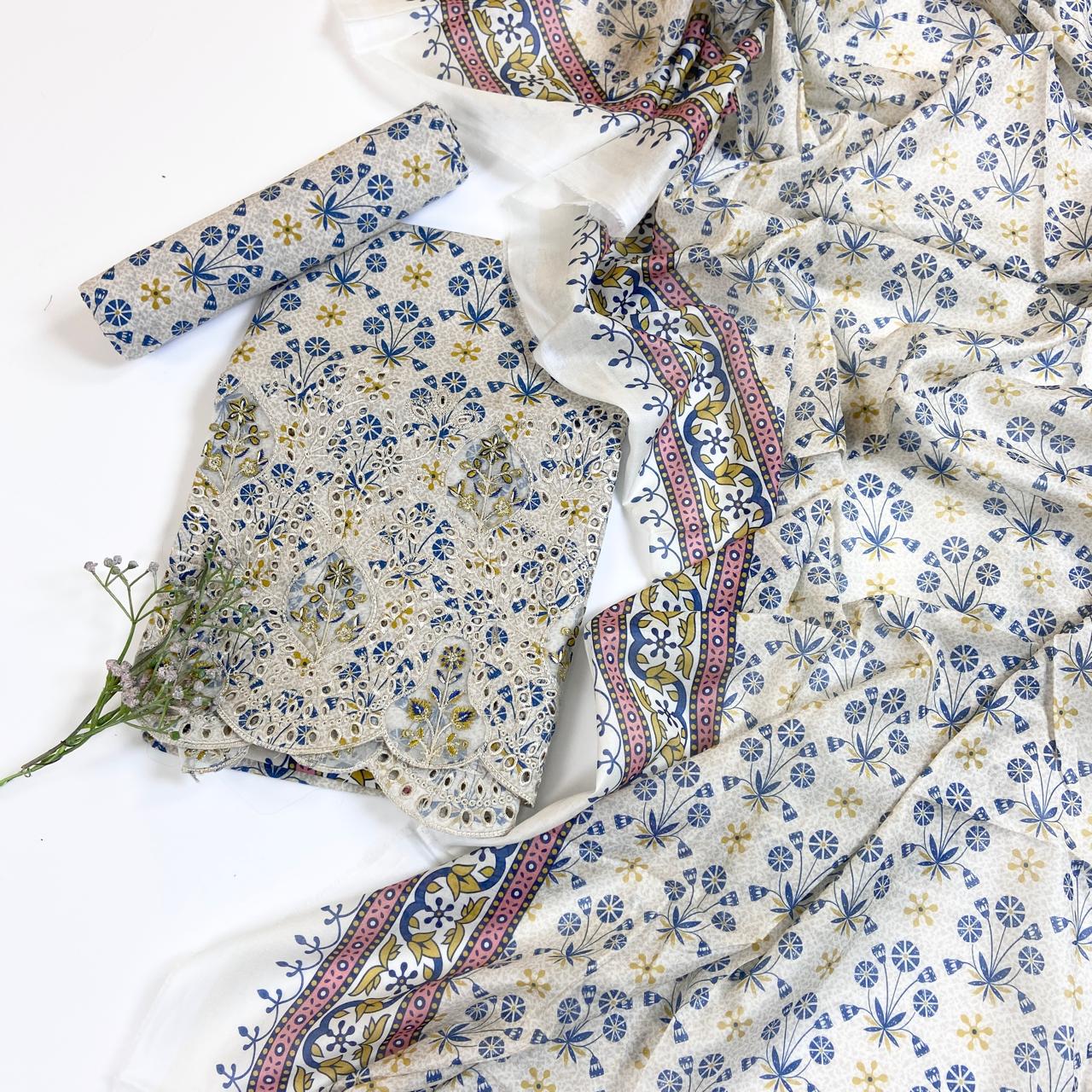 Mahira Essential Printed & Emb Laserkari Lawn 3PC