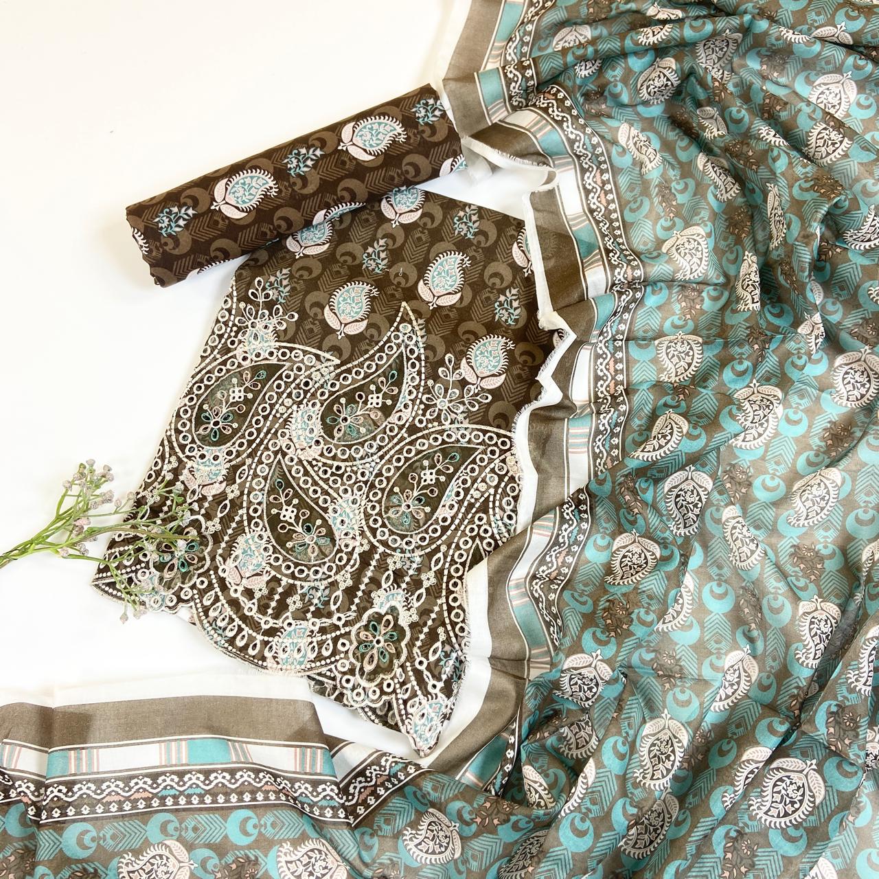 Mahira Essential Printed & Emb Laserkari Lawn 3PC