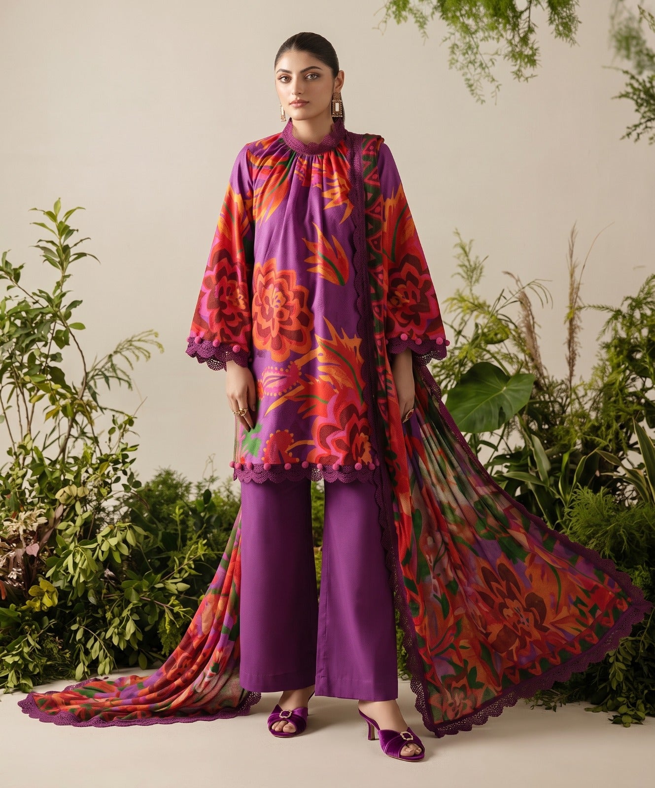 Bloom & Vogue By Naqsh Digital Printed Self Jacquard Viscose 3PC