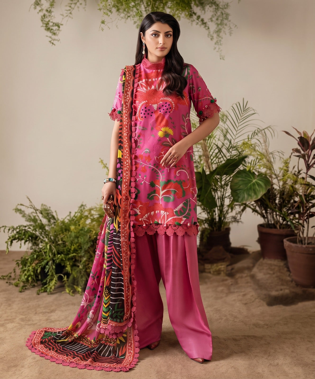 Bloom & Vogue By Naqsh Digital Printed Self Jacquard Viscose 3PC