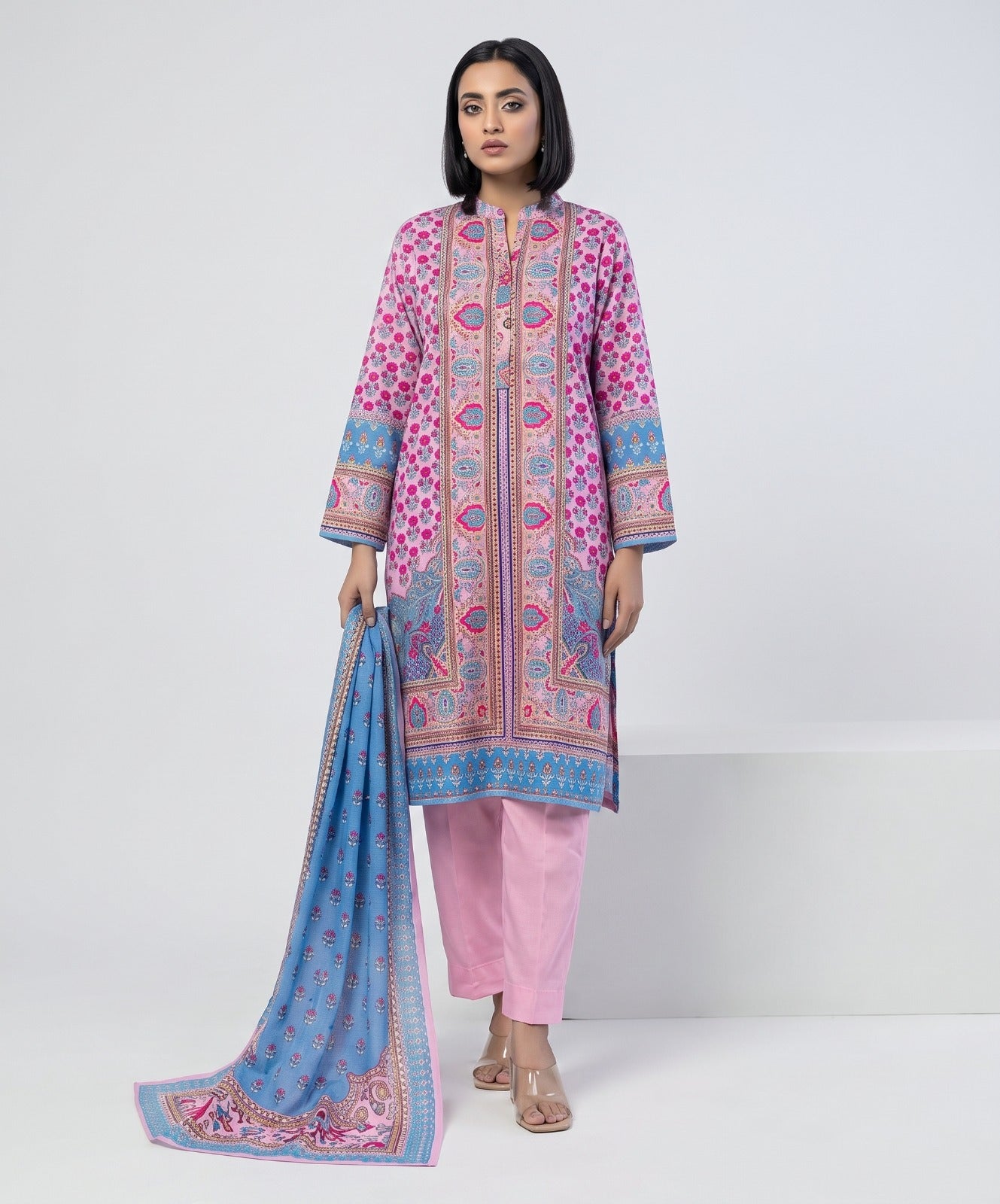Coral By Cross Stitch Digital Printed Lawn 3PC