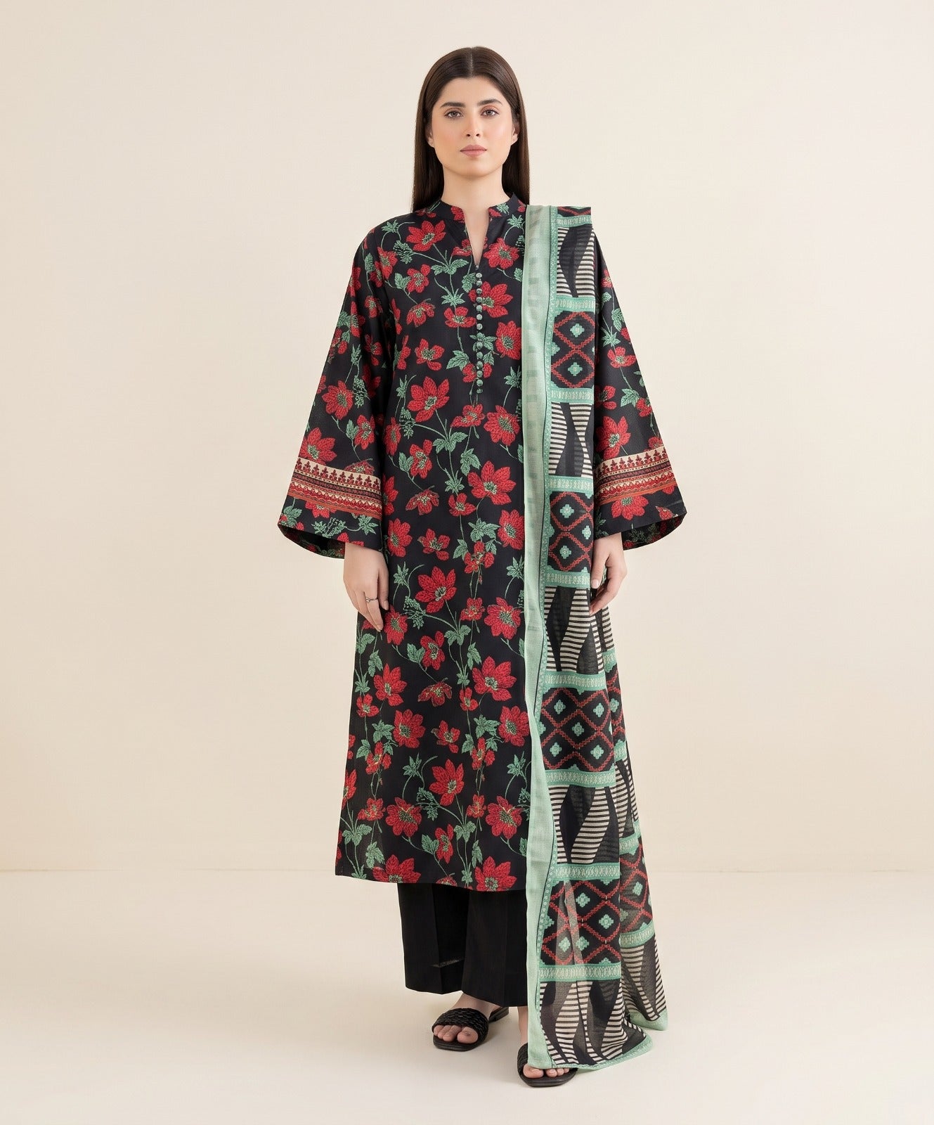 Sapphire Digital Printed Fancy Lawn 3PC