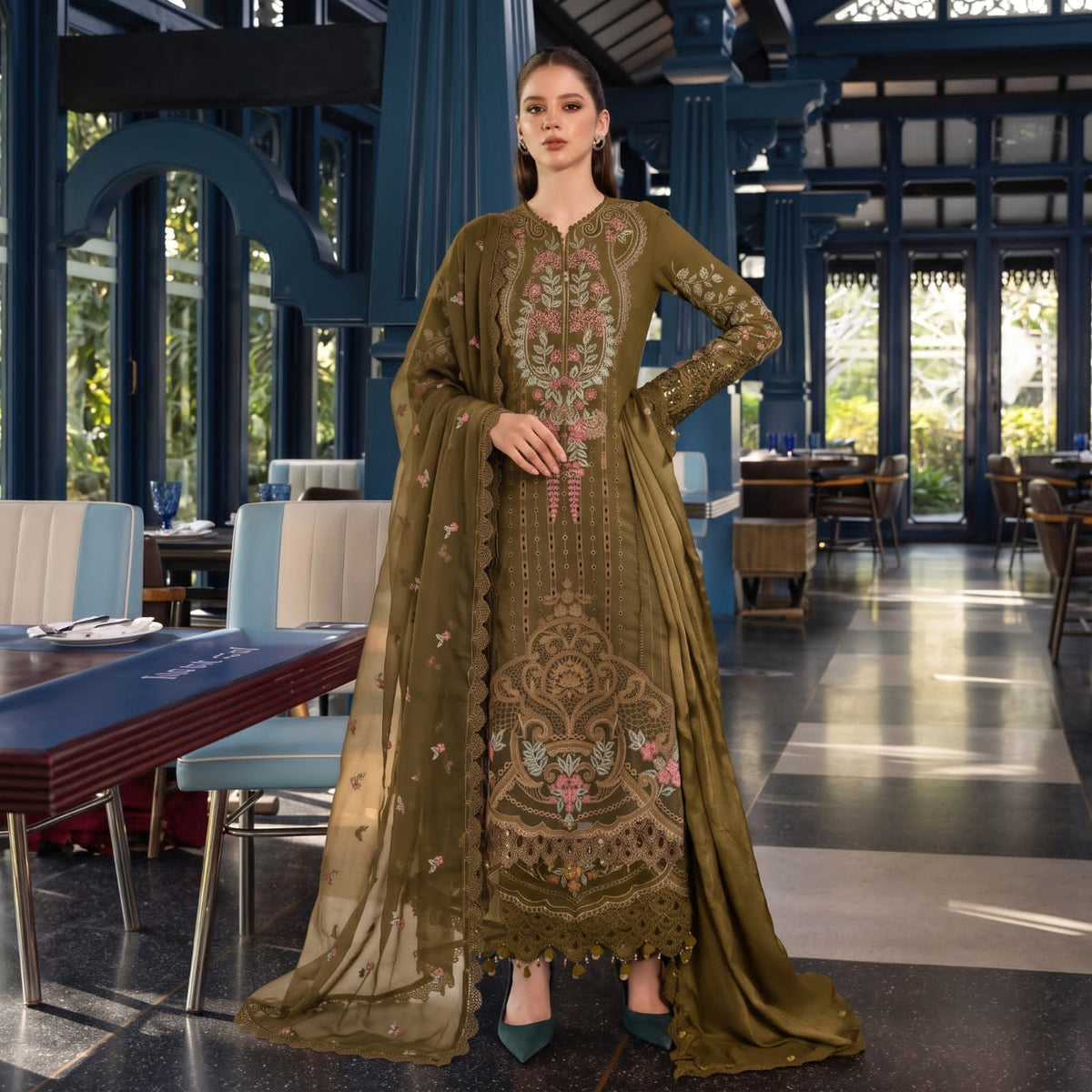 Maria B Premium Plain Emb Stitched Viscose 3PC