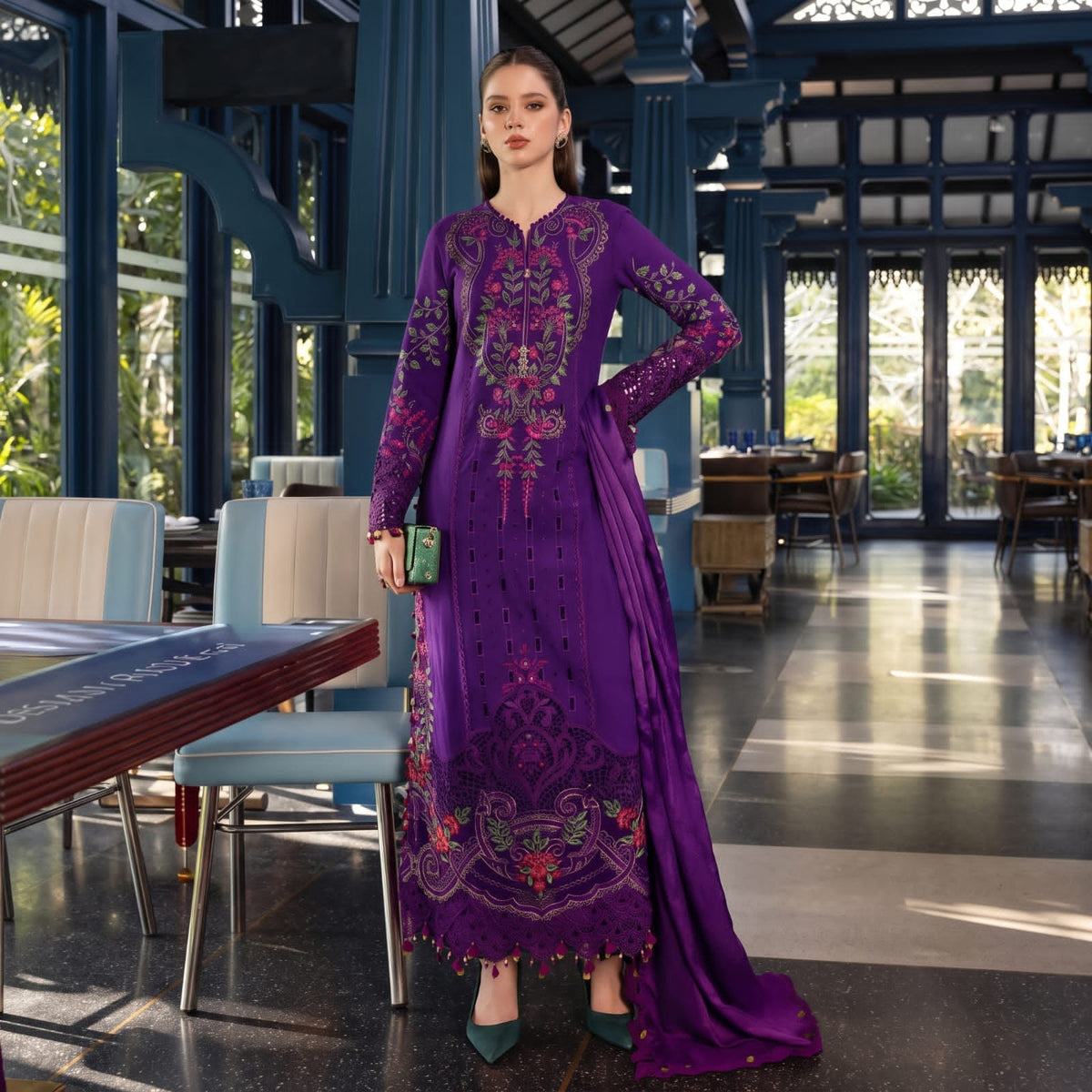 Maria B Premium Plain Emb Stitched Viscose 3PC