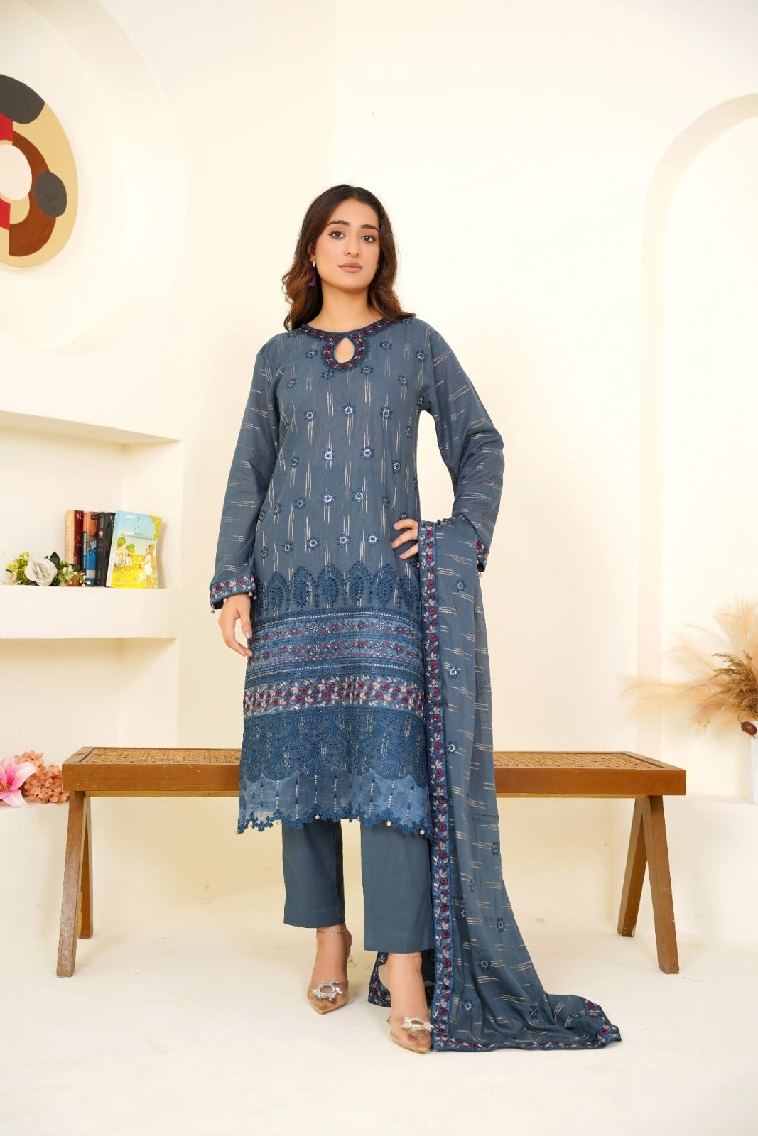 Meharbano By Anaya Noor Cambric Jacquard Emb 3PC