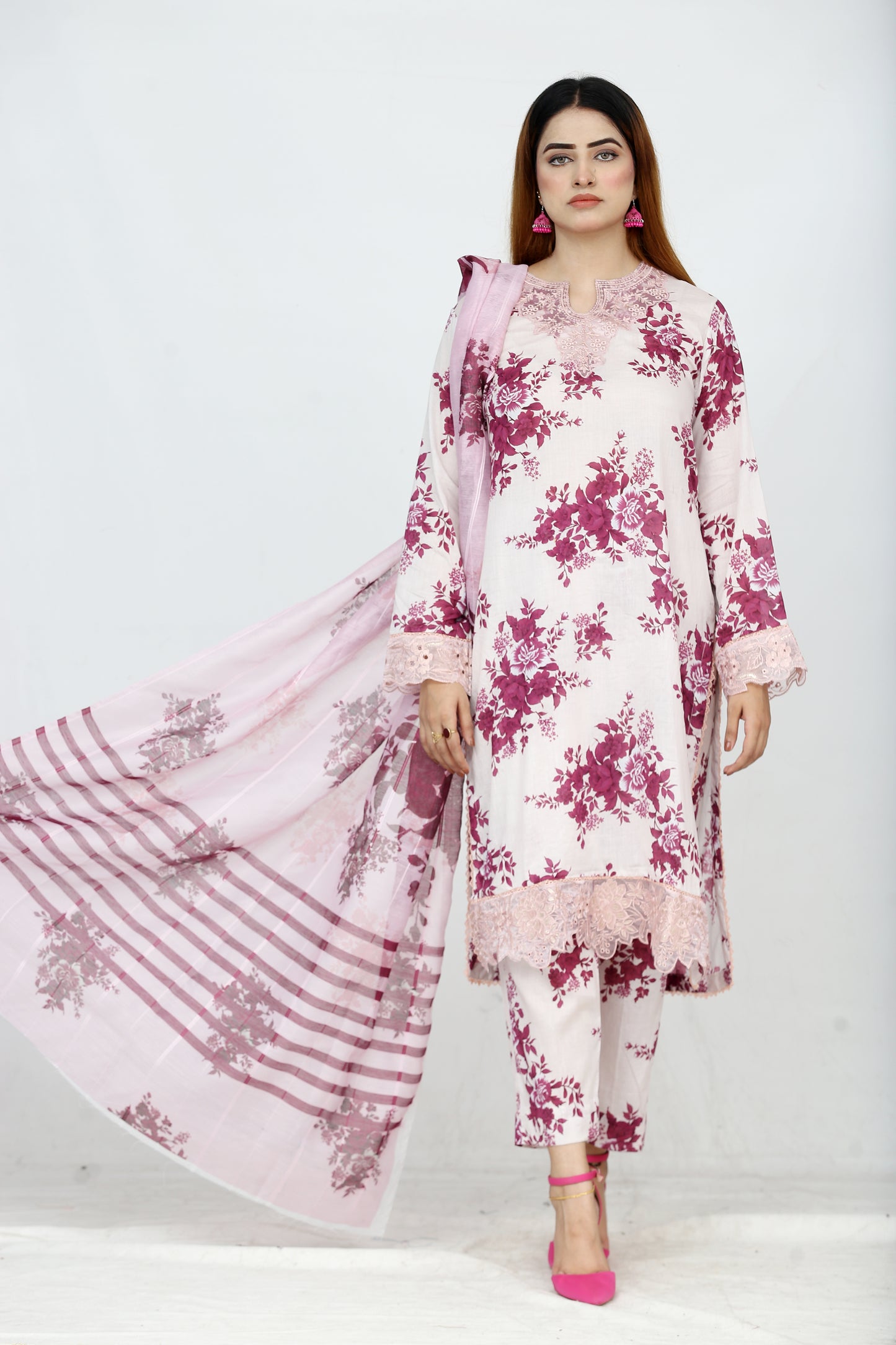 Baroque Embroidered With Patches Lawn 3PC