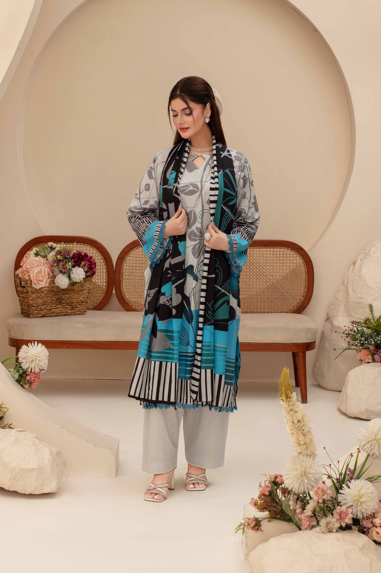 Feroza Digital Printed Linen 3PC