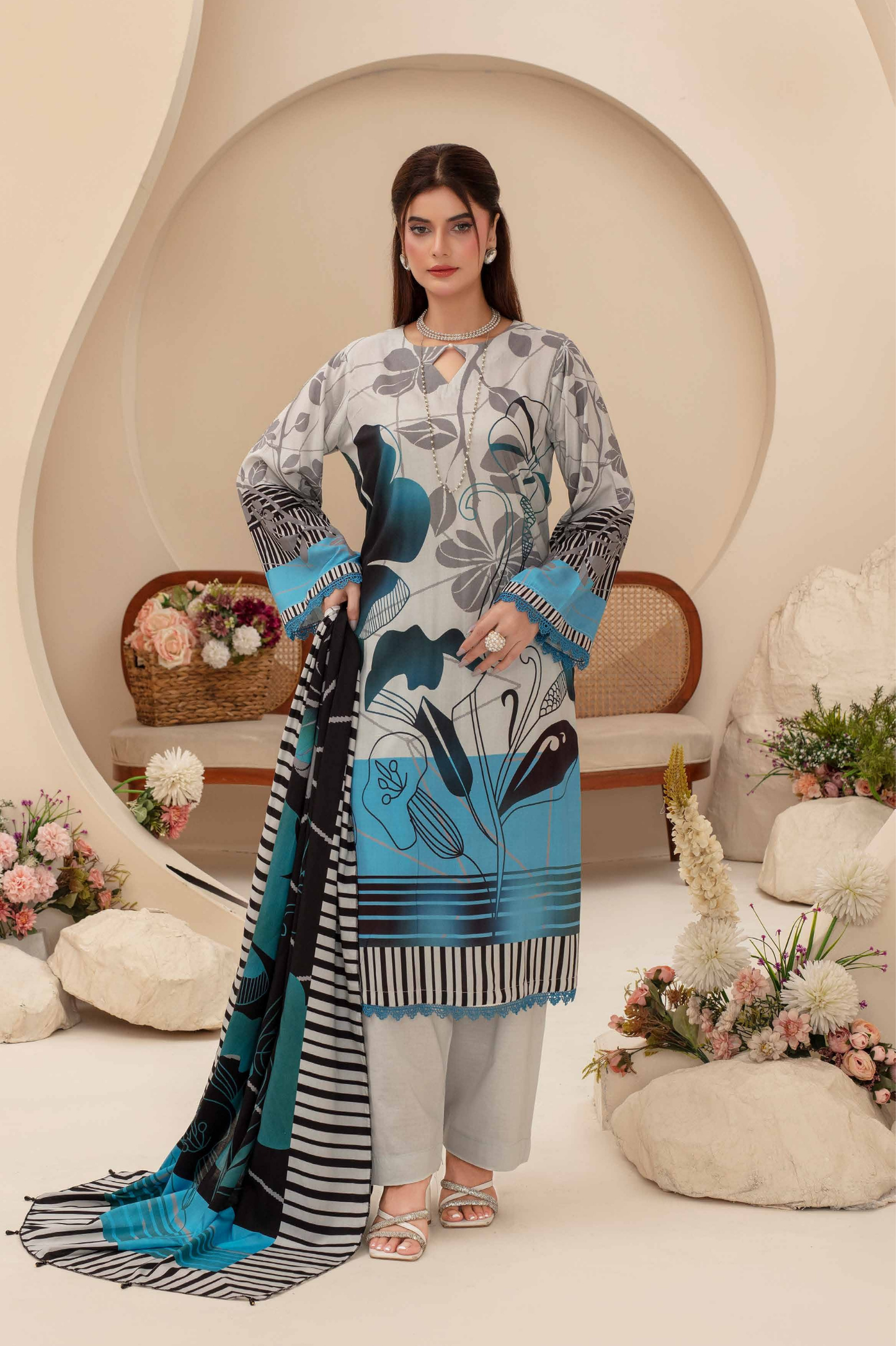 Feroza Digital Printed Linen 3PC