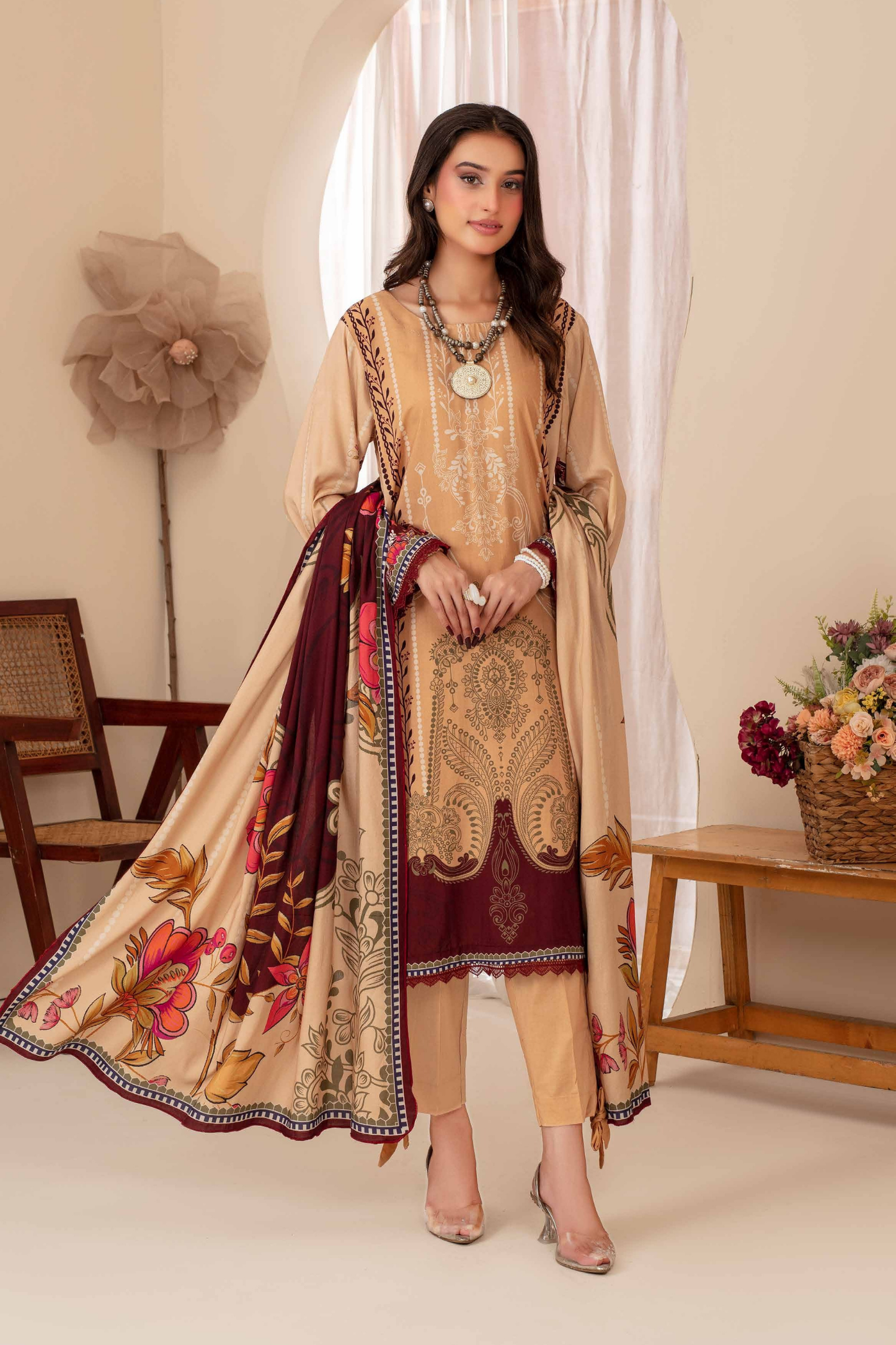 Feroza Digital Printed Linen 3PC