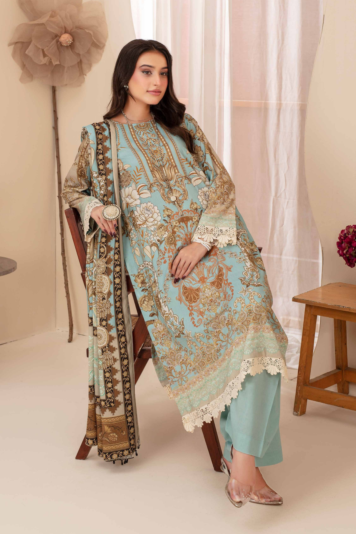 Feroza Digital Printed Linen 3PC