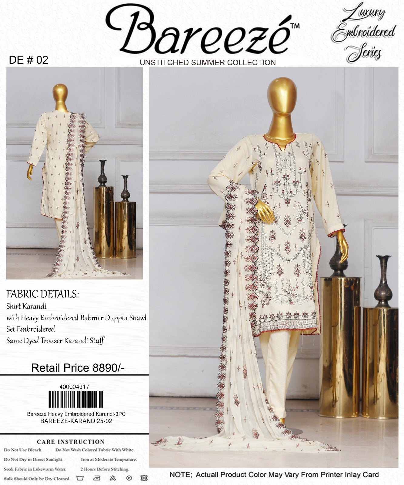 Bareeze Heavy Embroidered Karandi 3-PC