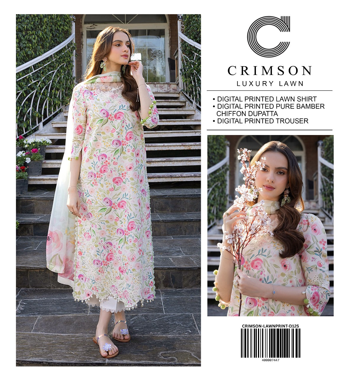 Crimson Digital Printed Lawn 3PC