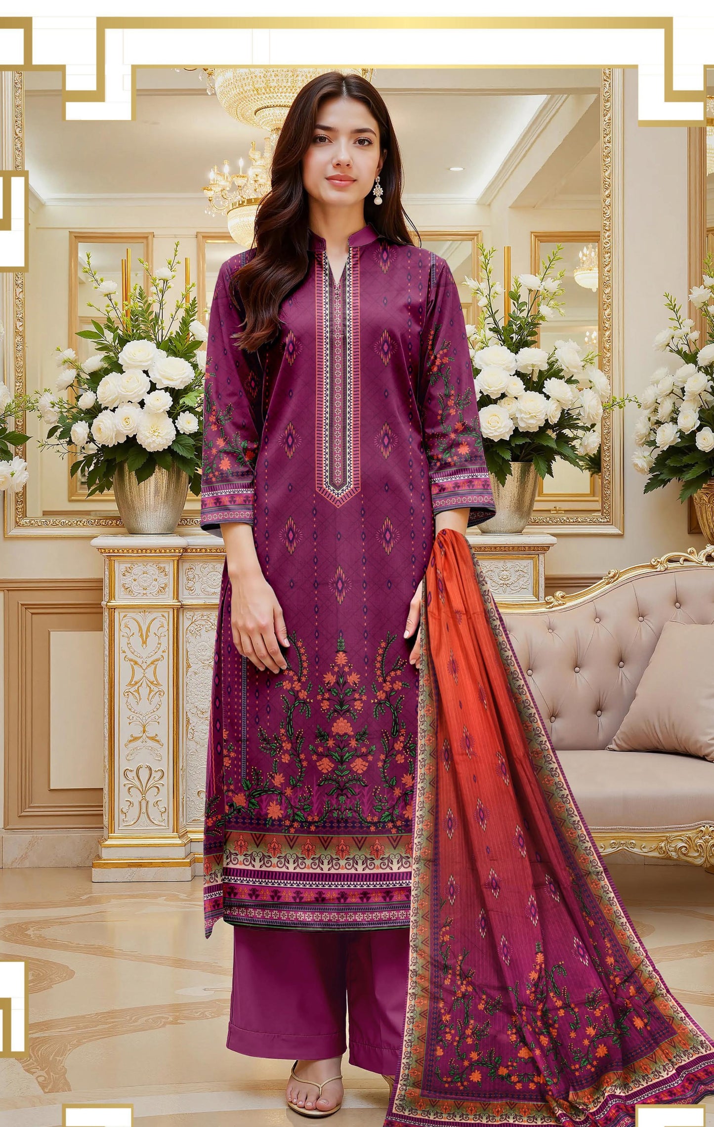 Flora By Zara Ali Printed Lawn 3PC