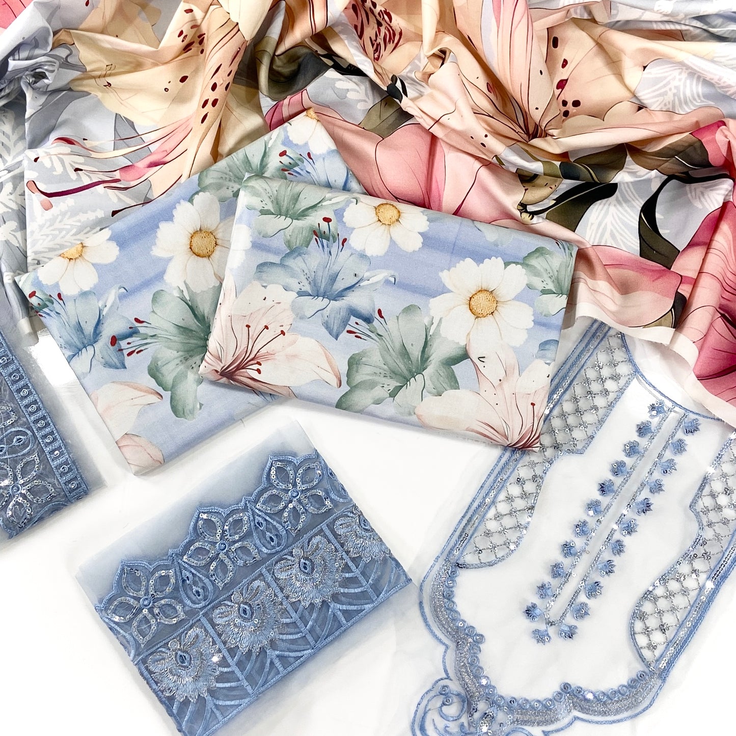 Baroque Printed Linen With Emb Patches 3PC