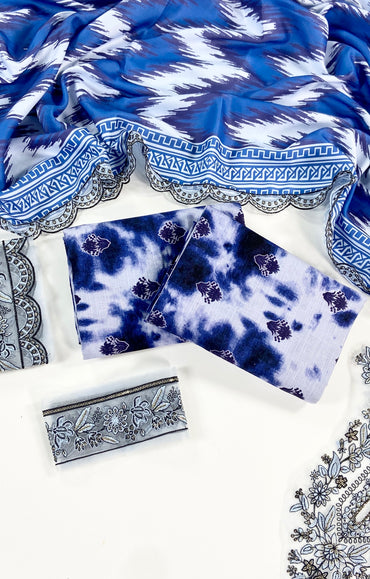 Sapphire Printed Slub Khaddar With Emb Patches 3PC