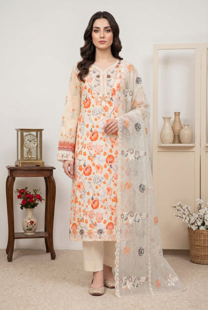 Marvel By Anaya Noor Digital Printed Lawn With Emb Patches-3PC