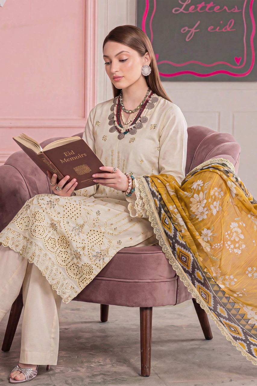 Morocco By Anaya Noor Emb Chickenkari Lawn 3PC