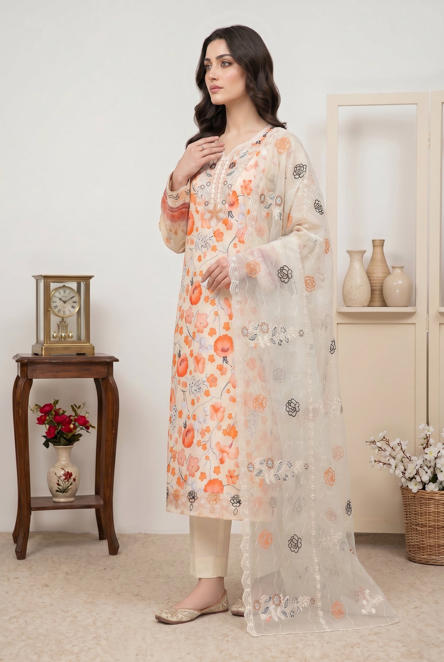 Marvel By Anaya Noor Digital Printed Lawn With Emb Patches-3PC