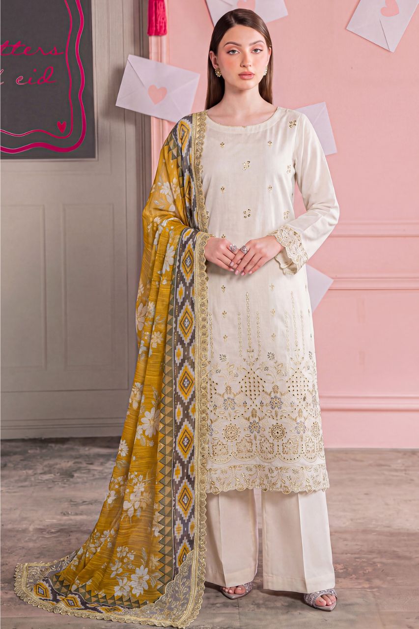 Morocco By Anaya Noor Emb Chickenkari Lawn 3PC