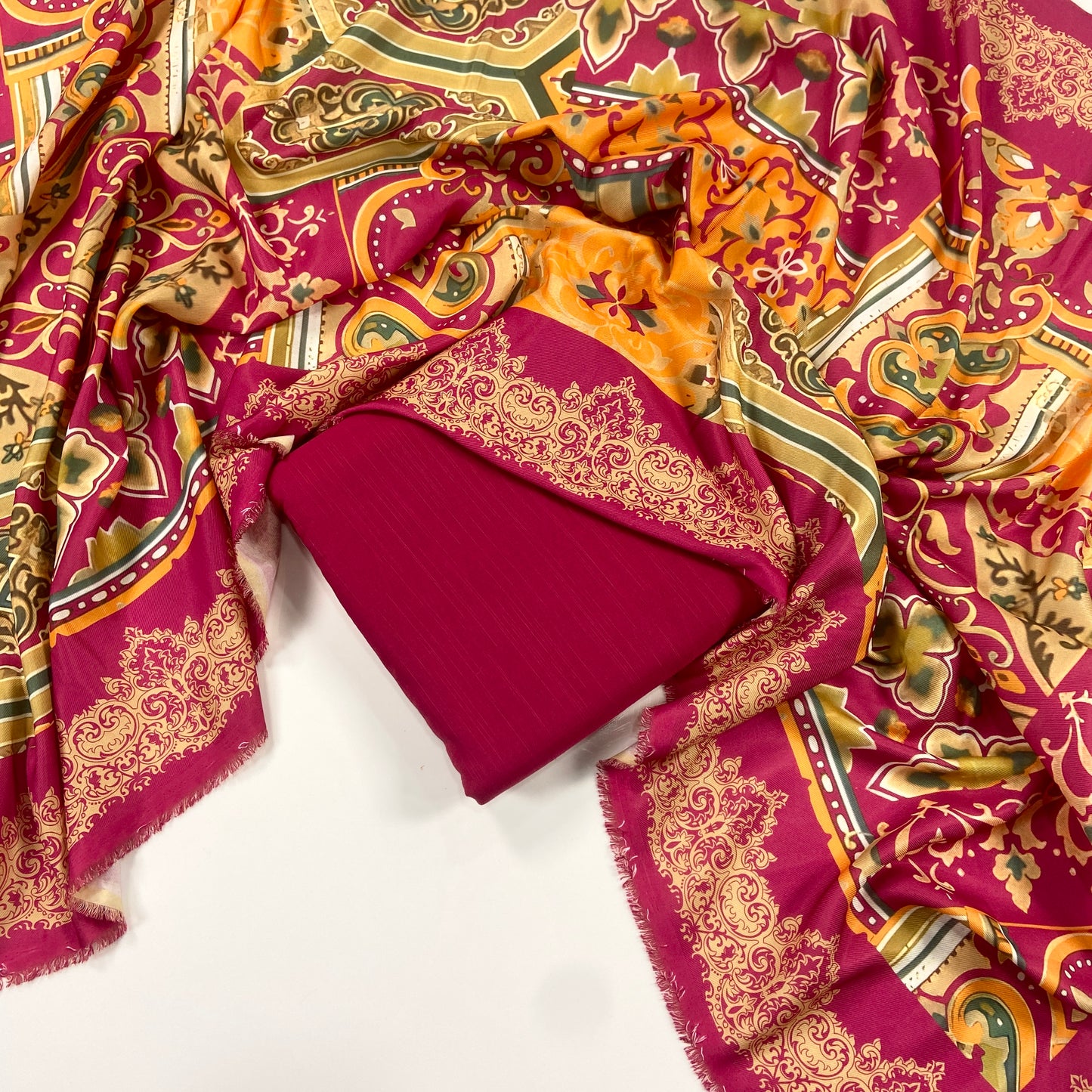 Maria B Khaddar Dyed Matching Suit With Wool Shawl-3PC