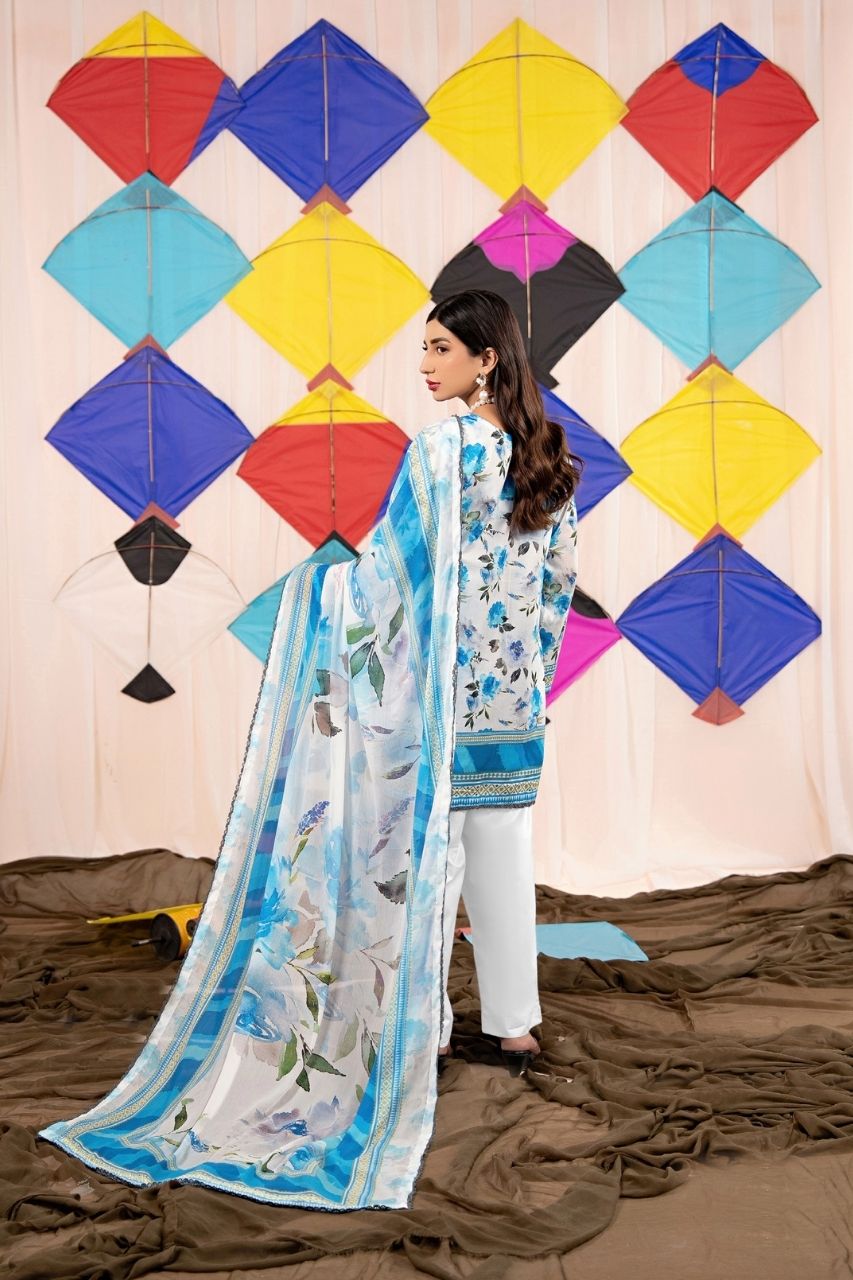 Zesh Airjet Printed Lawn With Bamber Chiffon Dupatta 3PC