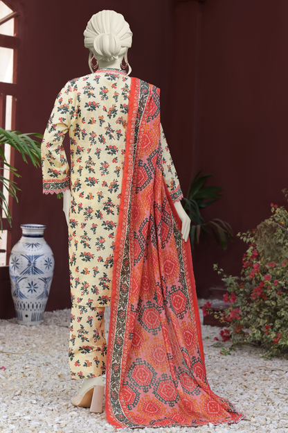 Almeerah Digital Printed Stripe Dora 3PC