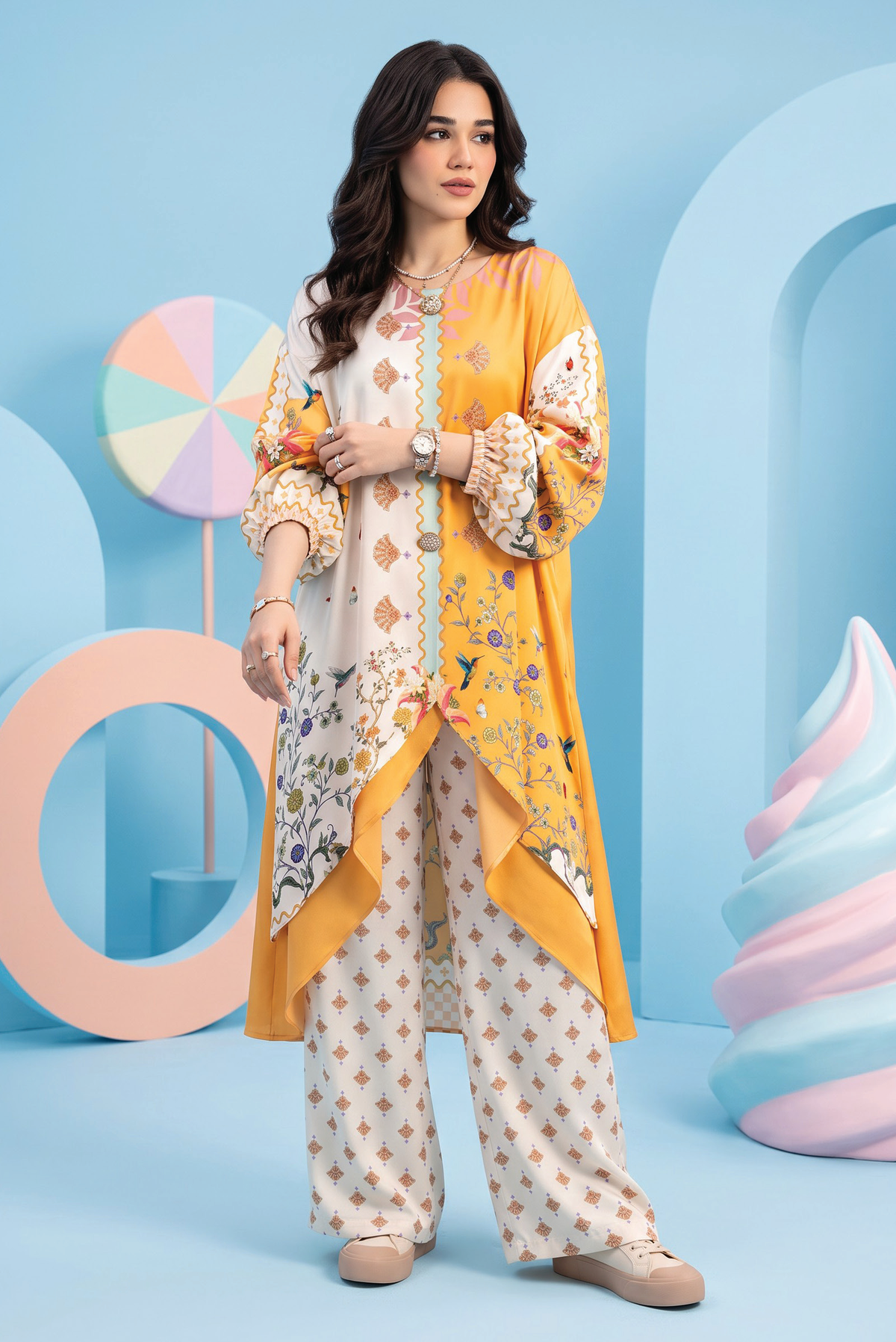 Zesh Winter Essential Printed Silk 2PC