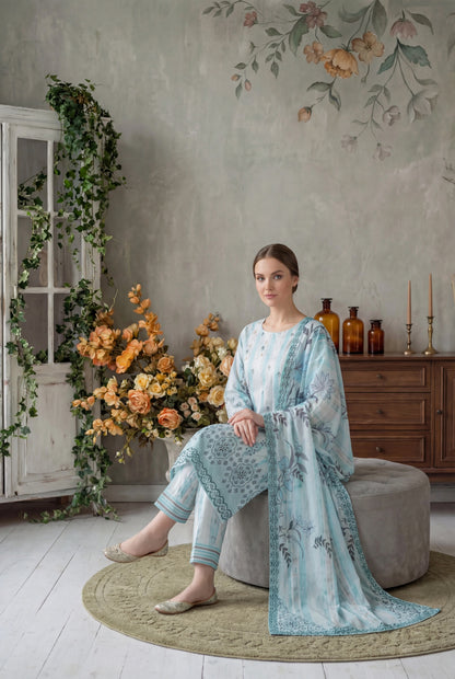 Zevek By Anaya Noor Printed & Chickenkari Lawn 3PC