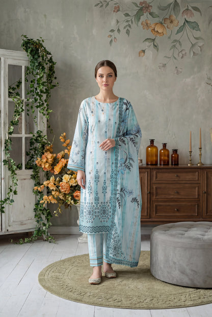 Zevek By Anaya Noor Printed & Chickenkari Lawn 3PC