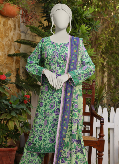 Almeerah Digital Printed Stripe Dora 3PC