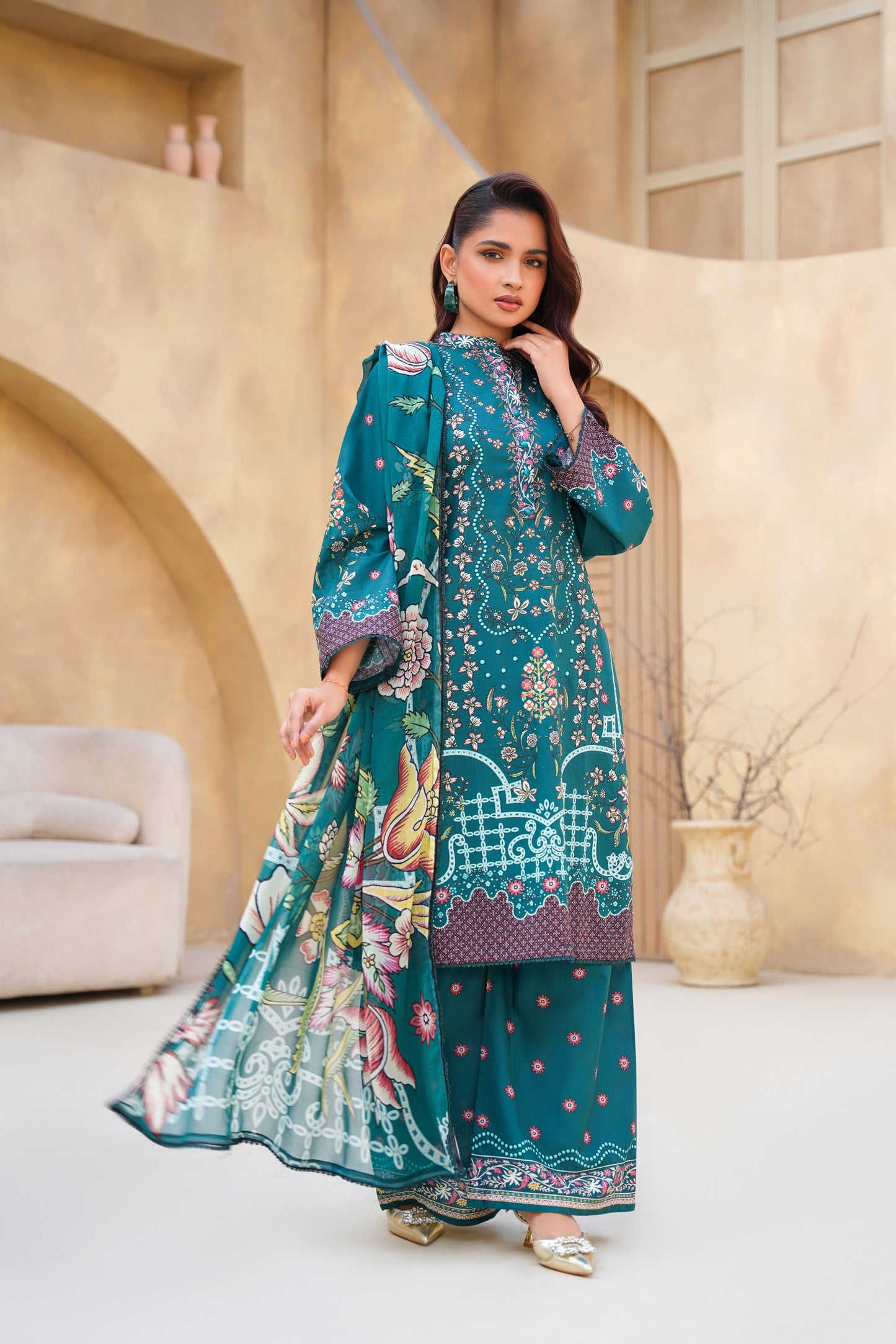 Floral By Anaya Noor Digital Printed Lawn 3PC
