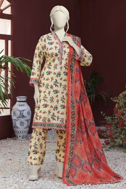 Almeerah Digital Printed Stripe Dora 3PC
