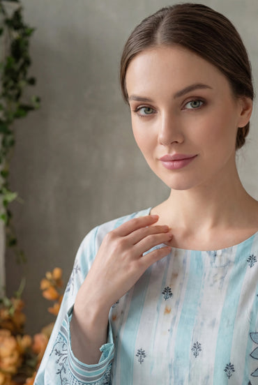 Zevek By Anaya Noor Printed & Chickenkari Lawn 3PC