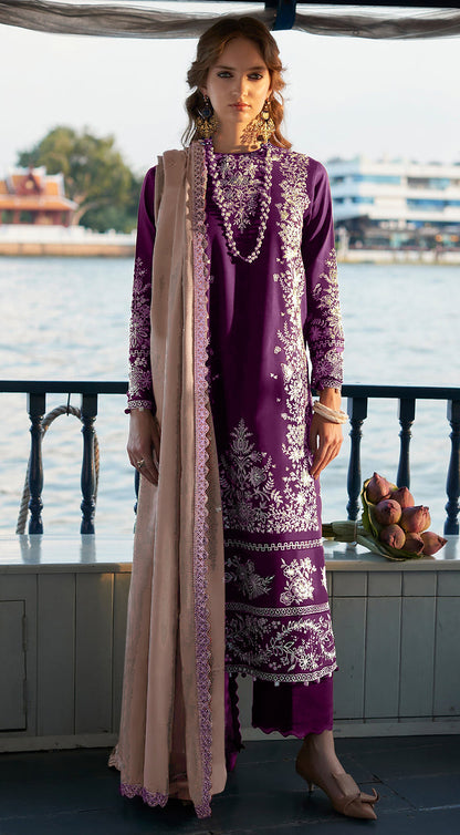 Zaha Khadija Shah Full Emb Lawn With Emb Patches 3PC