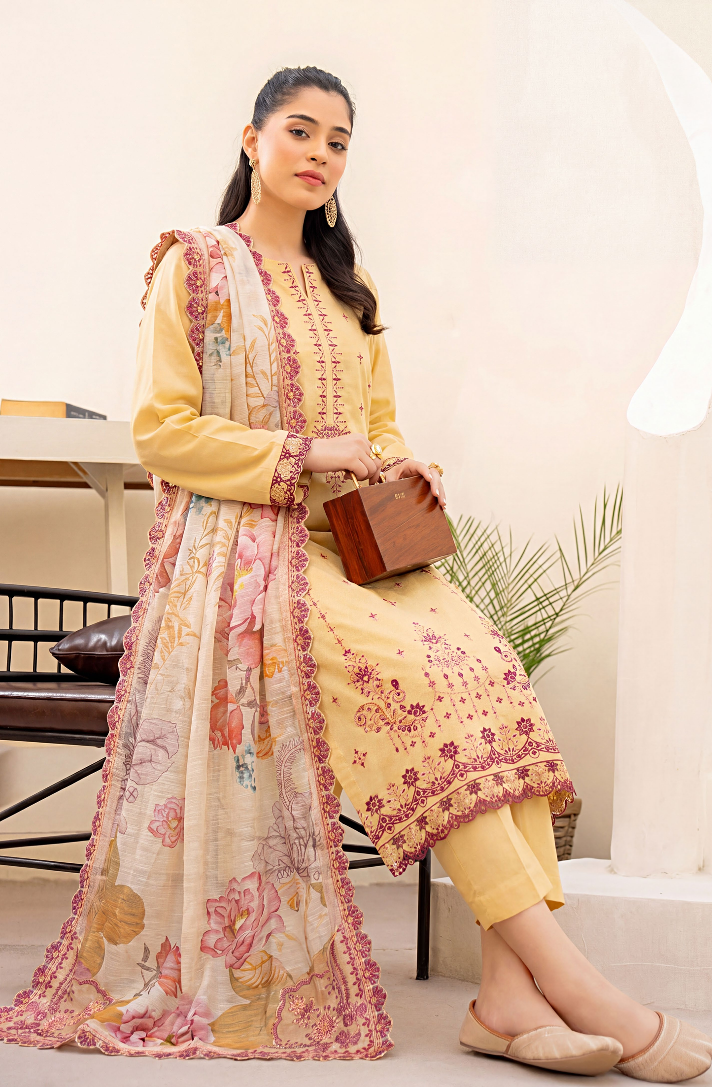 Meadows By Anaya Noor Emb Lawn With Organza Patches 3PC
