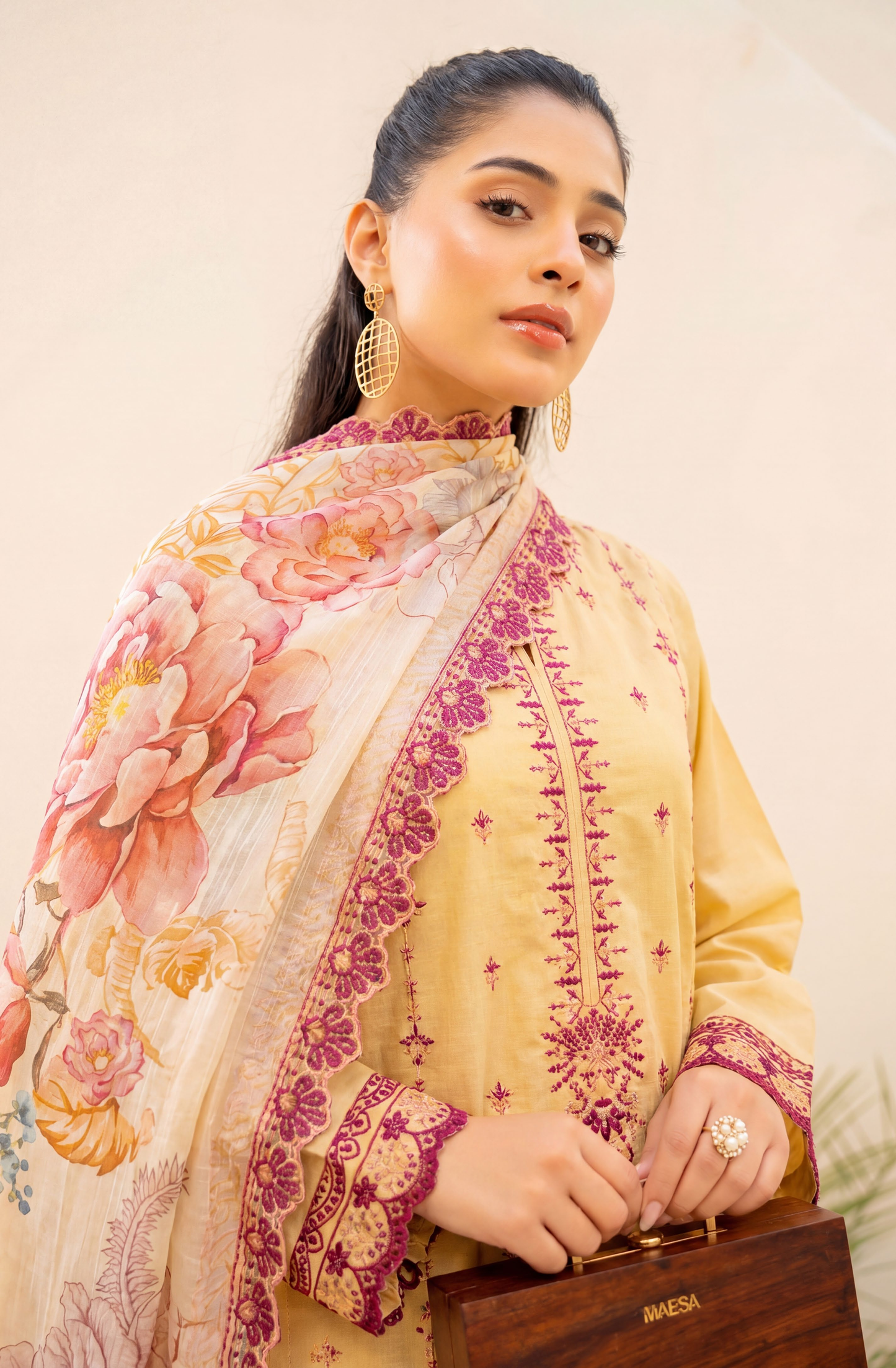 Meadows By Anaya Noor Emb Lawn With Organza Patches 3PC