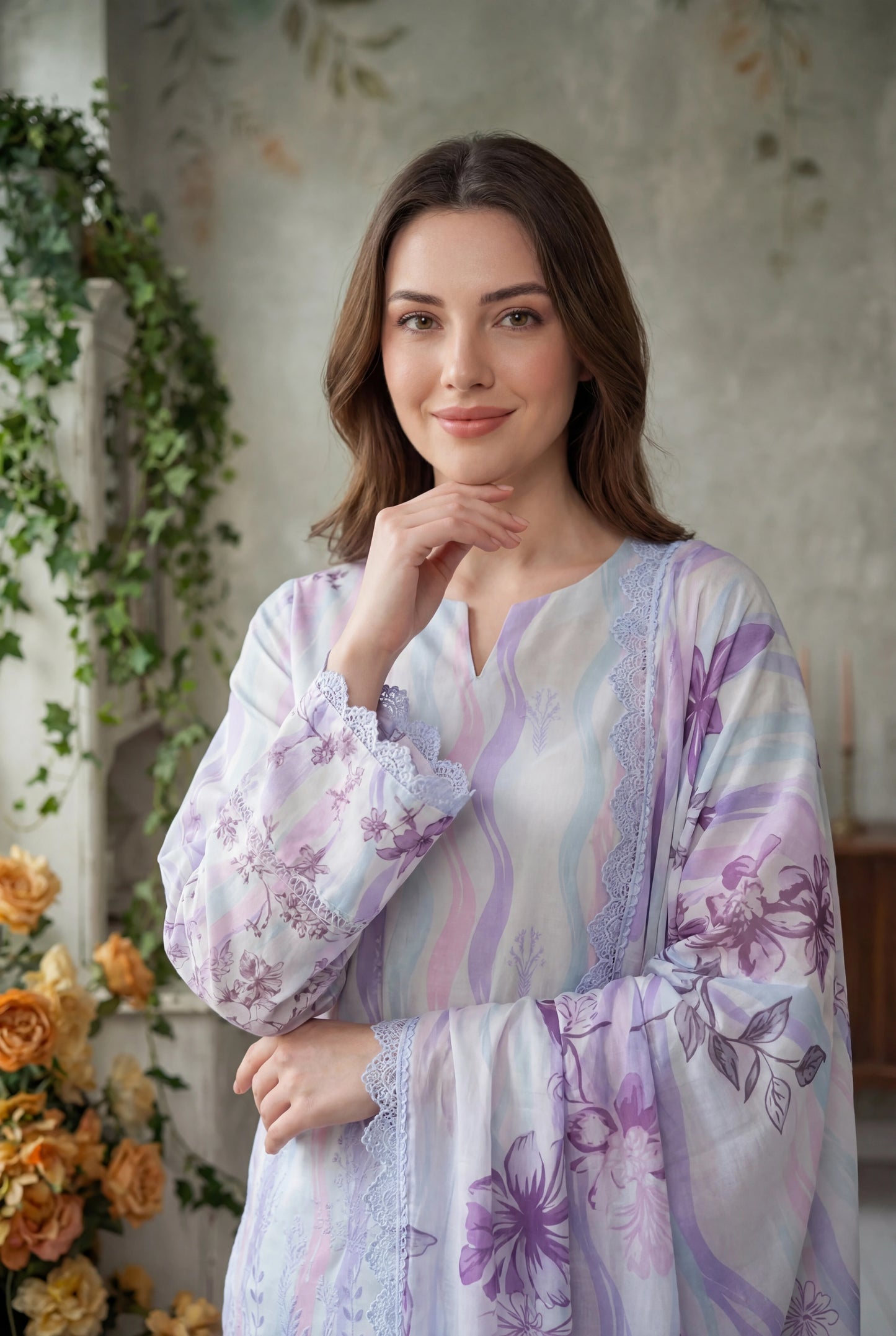Zevek By Anaya Noor Printed & Chickenkari Lawn 3PC