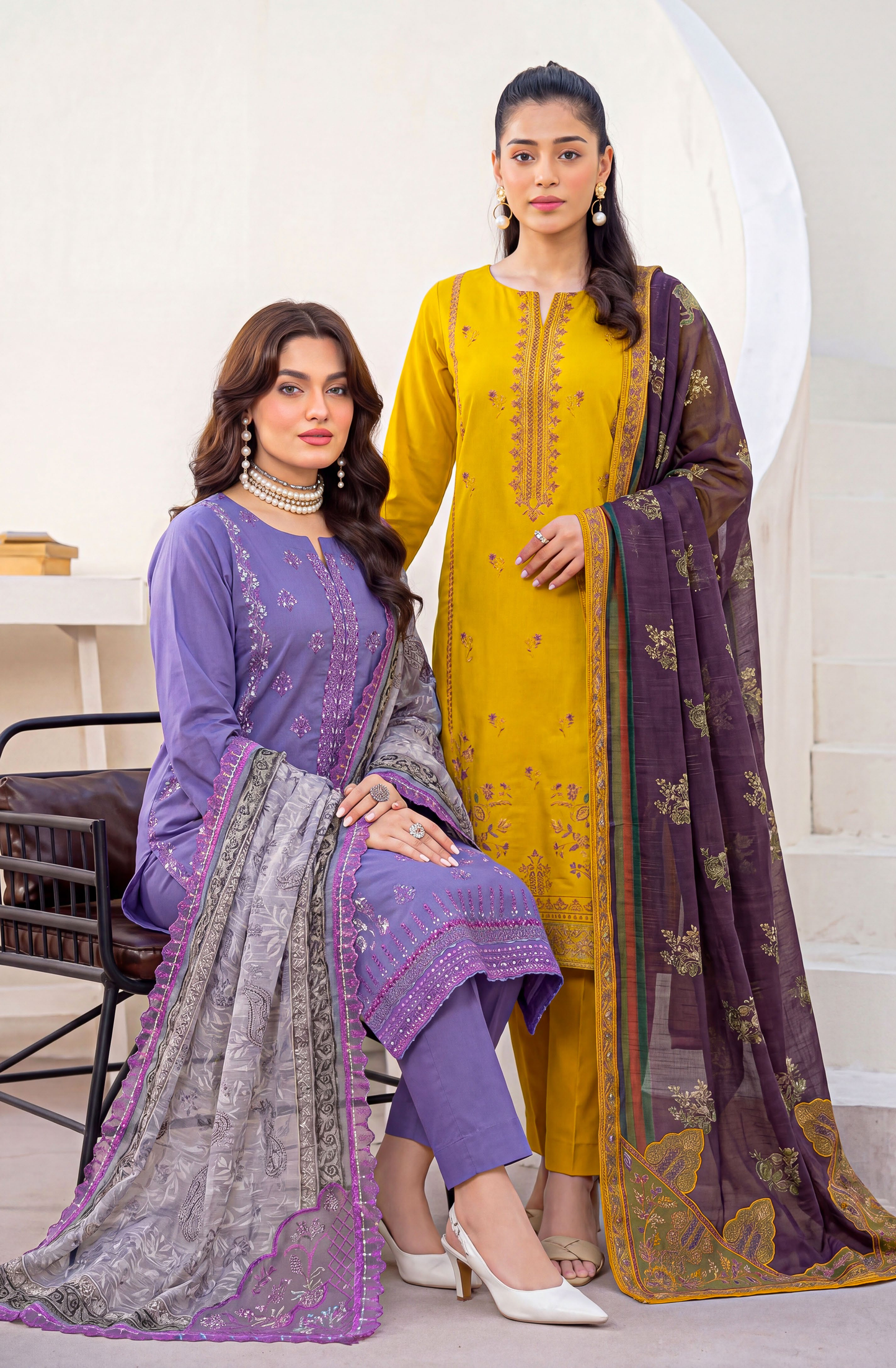 Meadows By Anaya Noor Emb Lawn With Organza Patches 3PC
