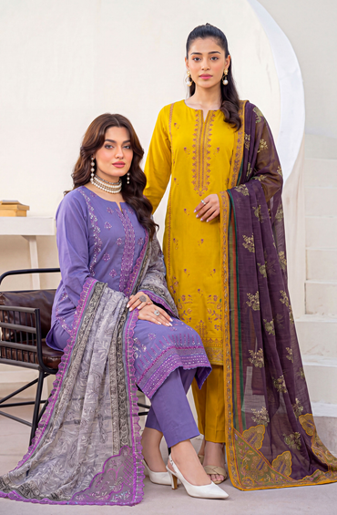 Meadows By Anaya Noor Emb Lawn With Organza Patches 3PC