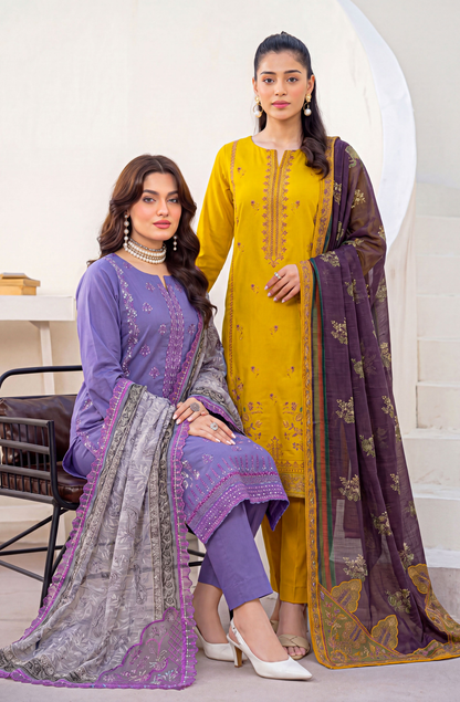 Meadows By Anaya Noor Emb Lawn With Organza Patches 3PC