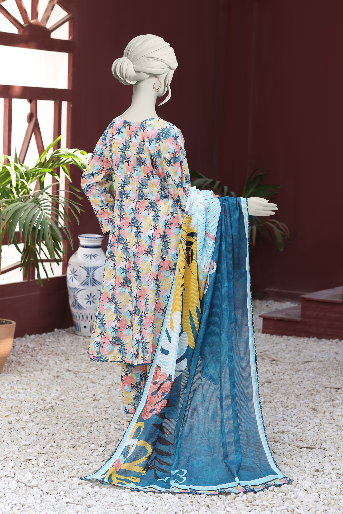 Almeerah Digital Printed Stripe Dora 3PC