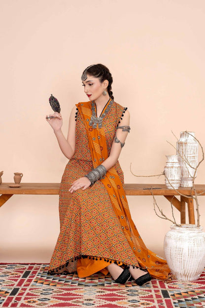 Ajrak By Premium Digital Printed Lawn 3PC