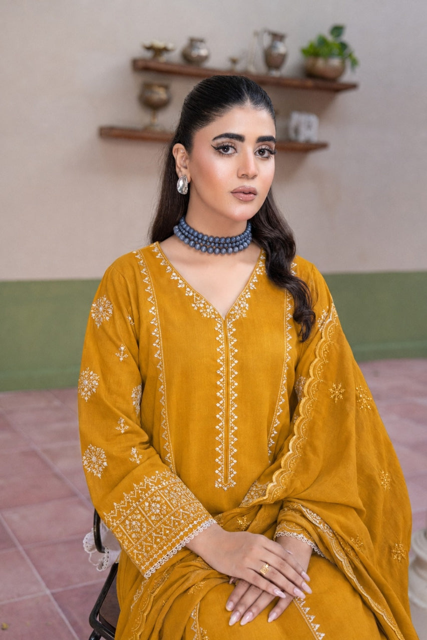 Fasana By Shanaya Plain Emb Dhanak 3PC