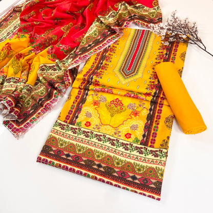 Kayseria Digital Printed Bana Dora Linen 3PC