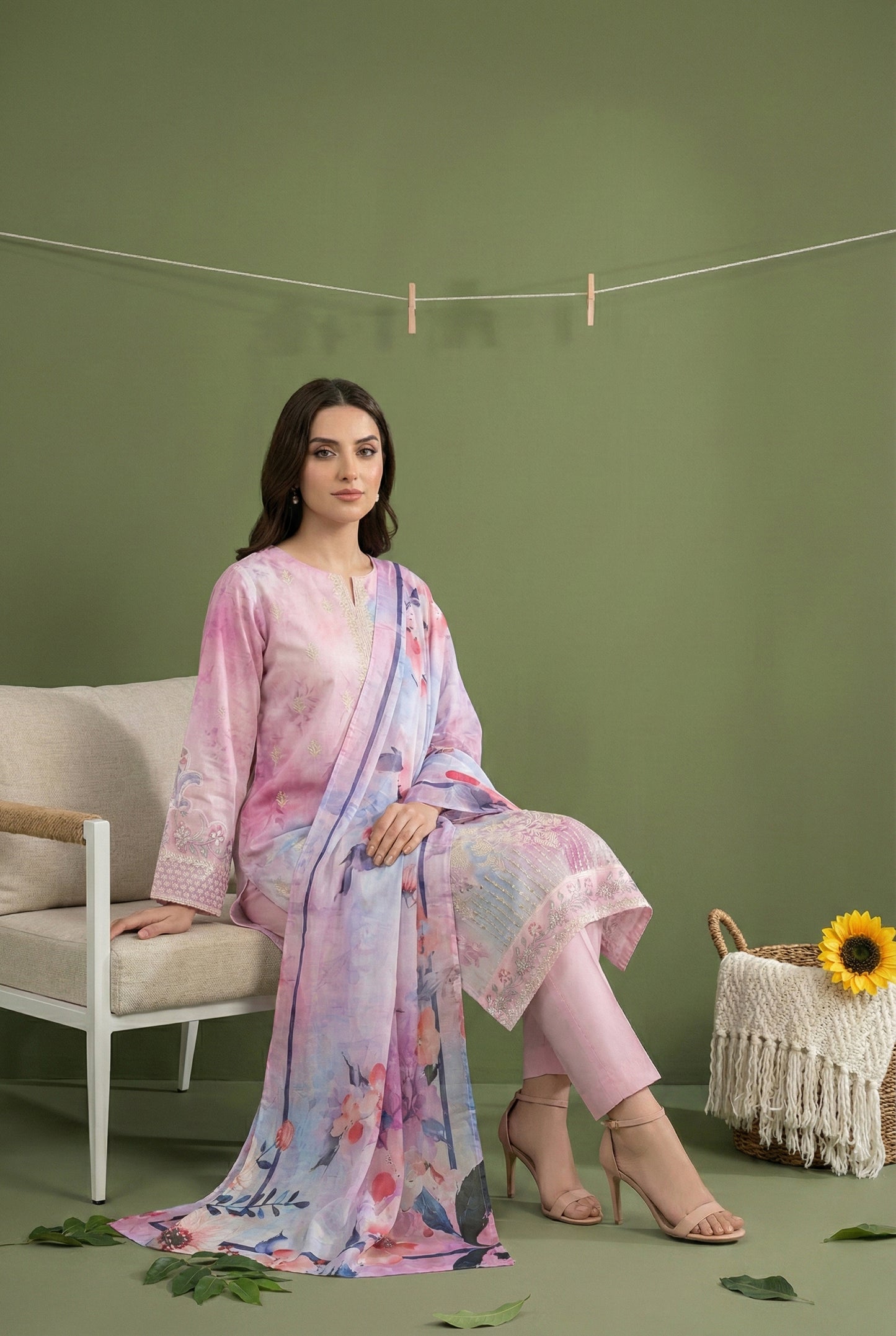 Shajar By Anaya Noor Printed & Emb Chickenkari Lawn 3PC