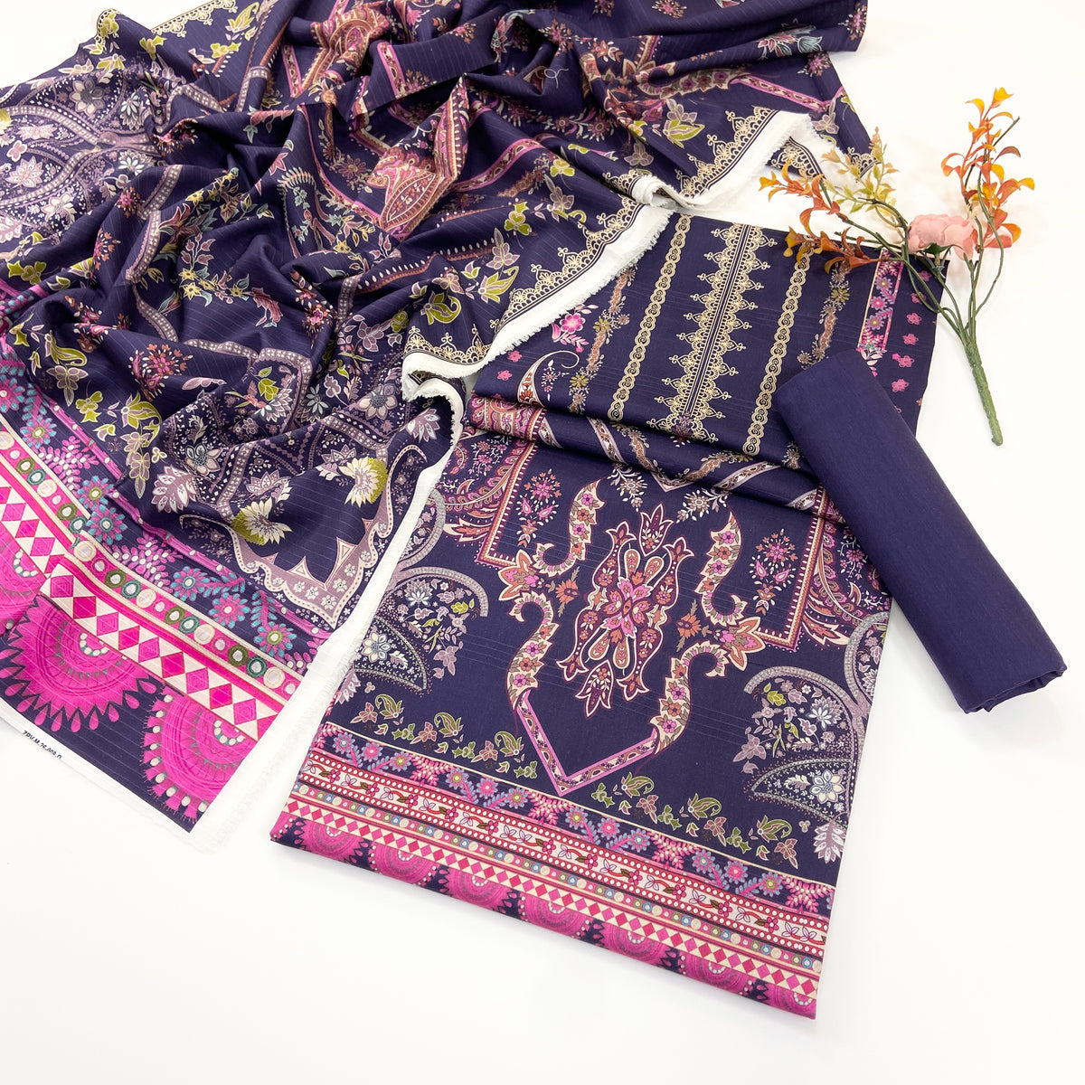 Zesh Printed Velvet Dora Viscose 3PC