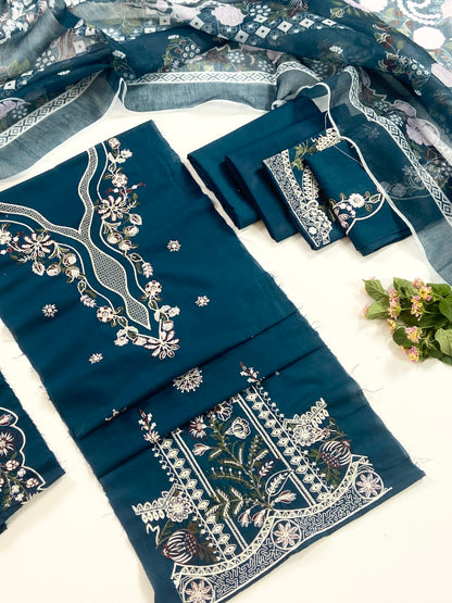 Rise By Anaya Noor Heavy Plain Emb Lawn 3PC