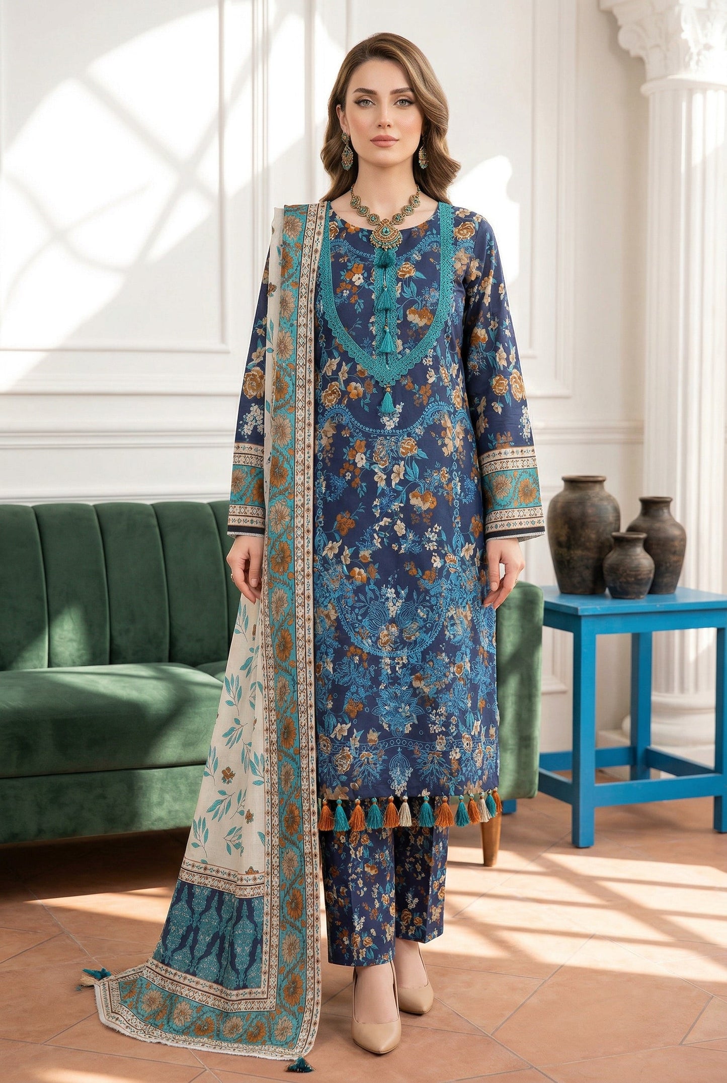 Angan By Anaya Noor Emb & Printed Lawn 3PC