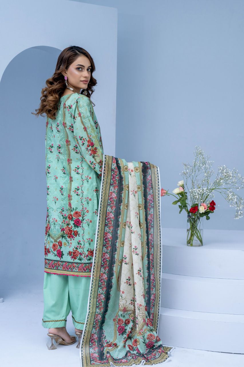 Mojo Berry By Marooj Printed Bana Dora Lawn 3PC